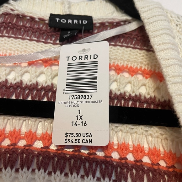 Torrid Duster Cardigan Crochet 1x size 14 - size 16 NWT - Picture 7 of 7